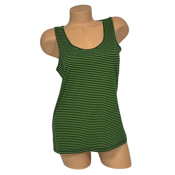 Talbots Tops - Talbots Women's Large Green Navy Blue Striped Scoop Neck Tank Top Picot Trim